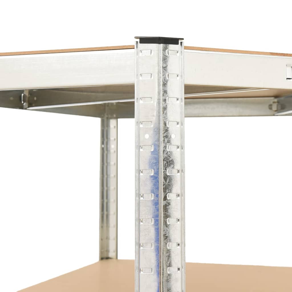 Opbergrekken 5-laags 3 st staal en bewerkt hout zilverkleurig is nu te koop bij PeponiXL, paradijselijk wonen!