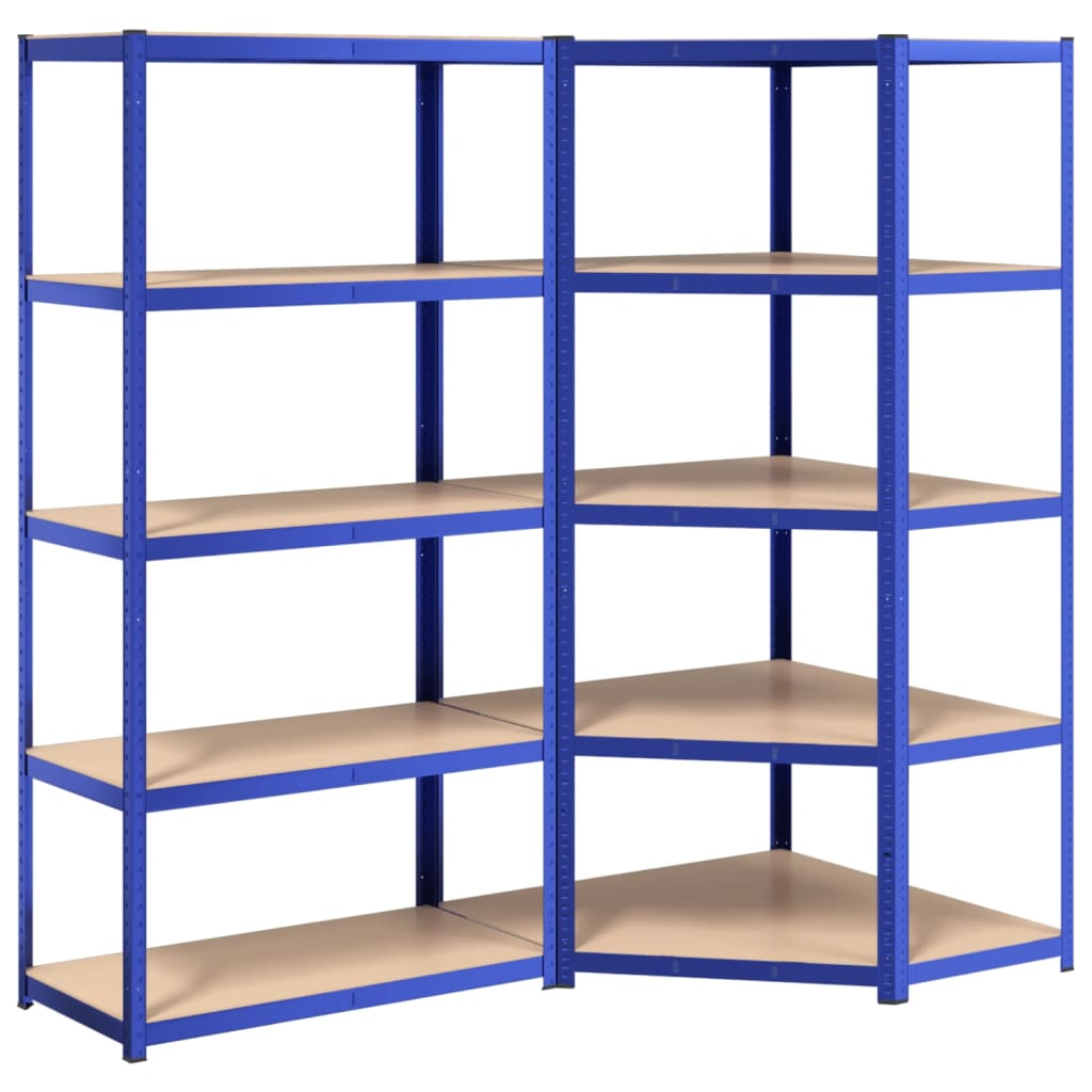 Opbergrek 5-laags 2 st staal & bewerkt hout blauw is nu te koop bij PeponiXL, paradijselijk wonen!