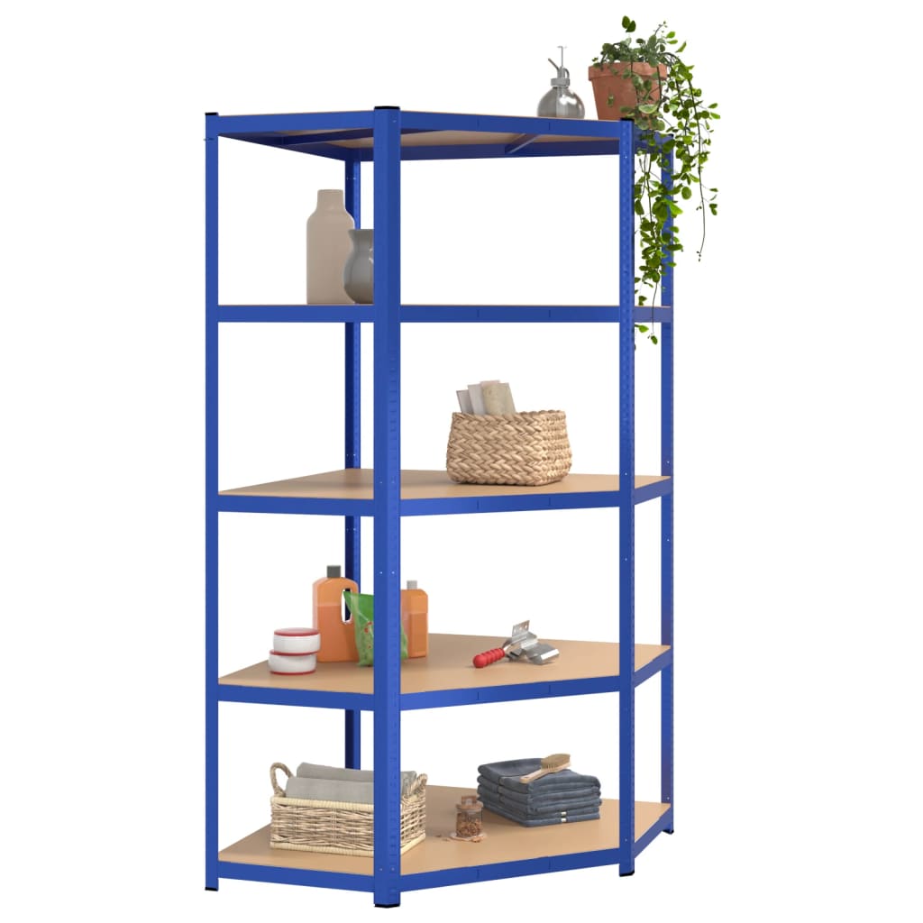 Opbergrek 5-laags 2 st staal & bewerkt hout blauw is nu te koop bij PeponiXL, paradijselijk wonen!