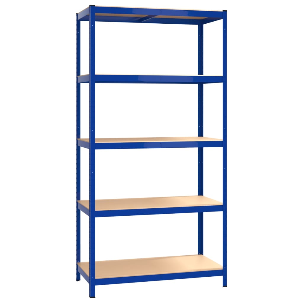 Opbergrek 5-laags 2 st staal & bewerkt hout blauw is nu te koop bij PeponiXL, paradijselijk wonen!