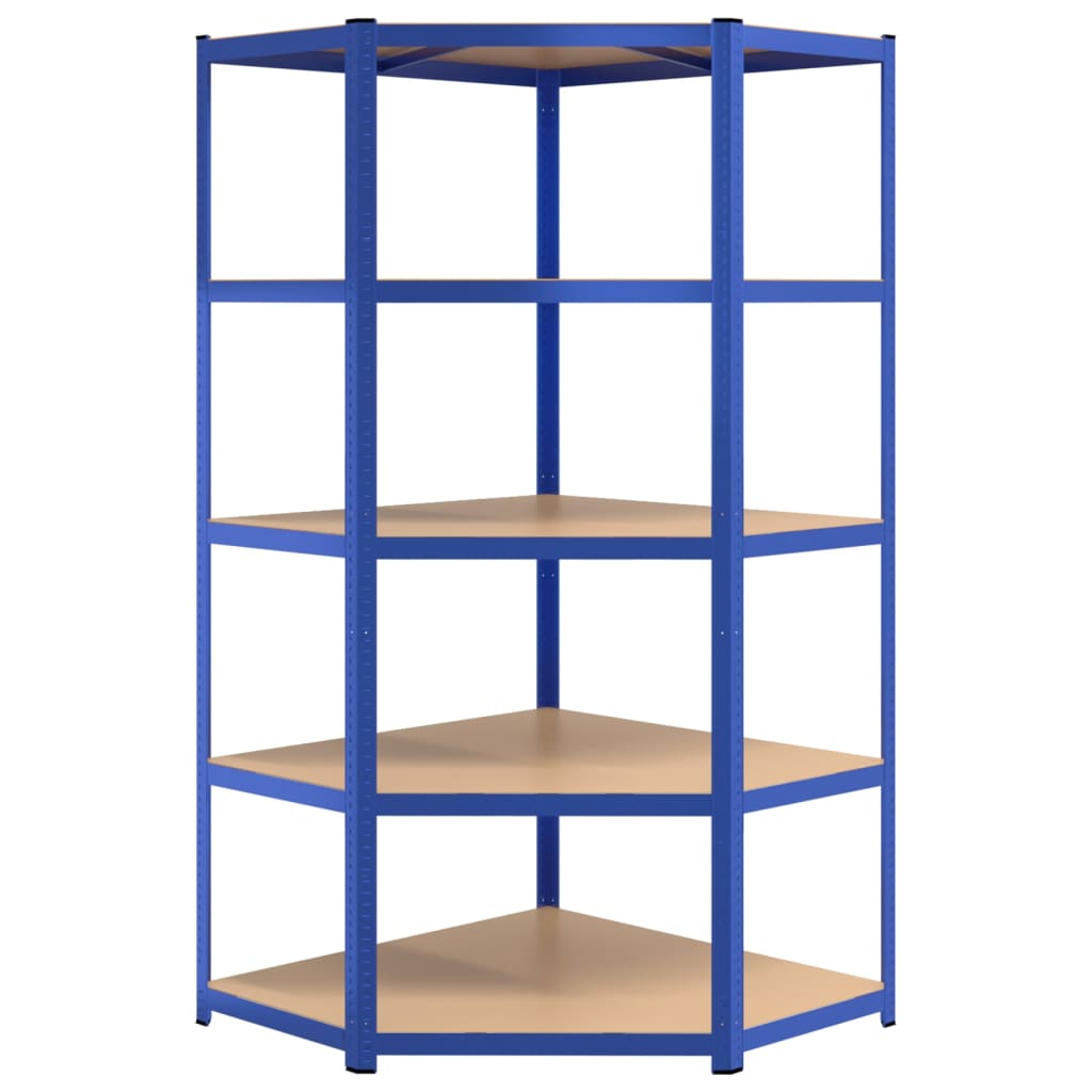 Opbergrek 5-laags 2 st staal & bewerkt hout blauw is nu te koop bij PeponiXL, paradijselijk wonen!
