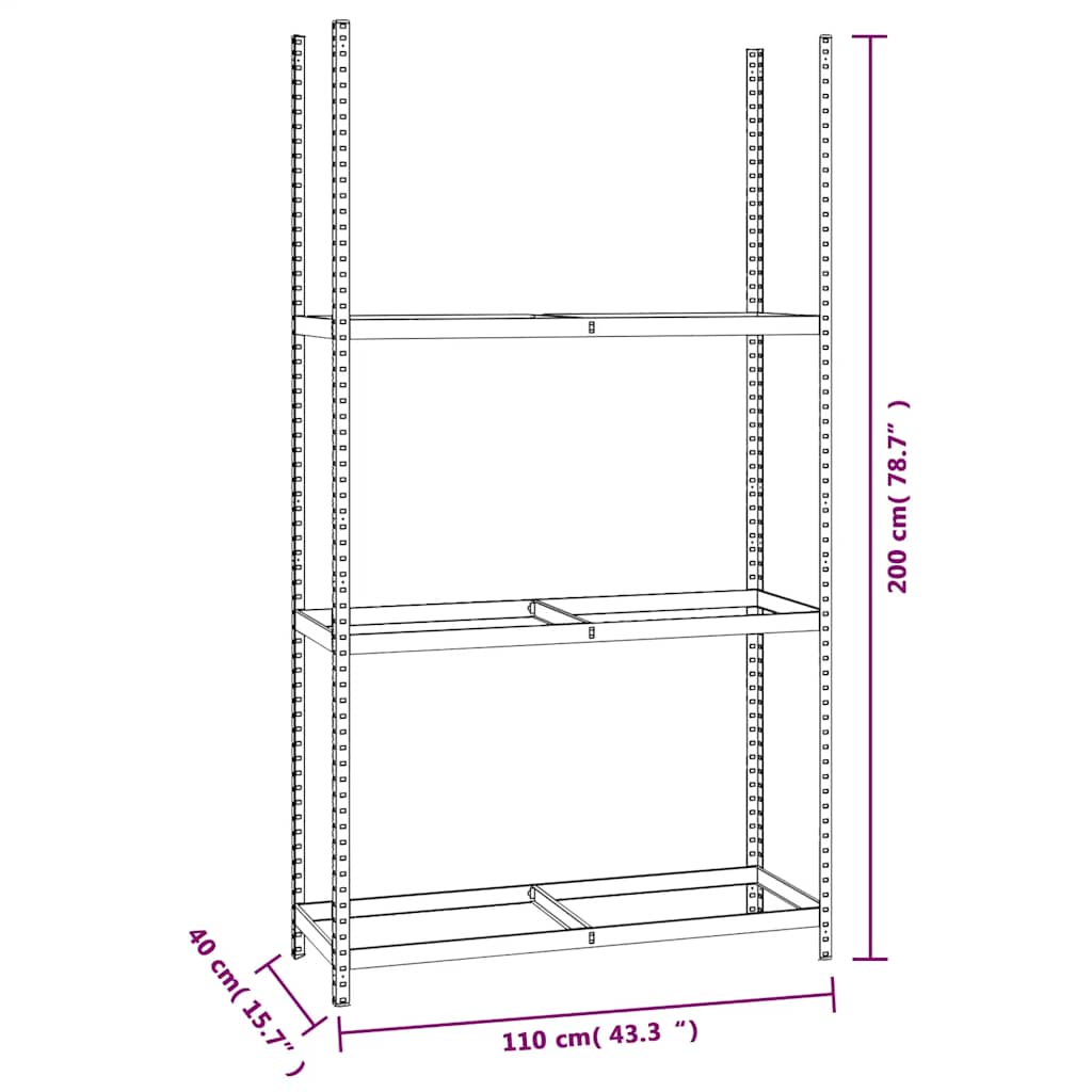 Bandenrekken 3-laags 4 st 110x40x200 cm staal zilverkleurig is nu te koop bij PeponiXL, paradijselijk wonen!