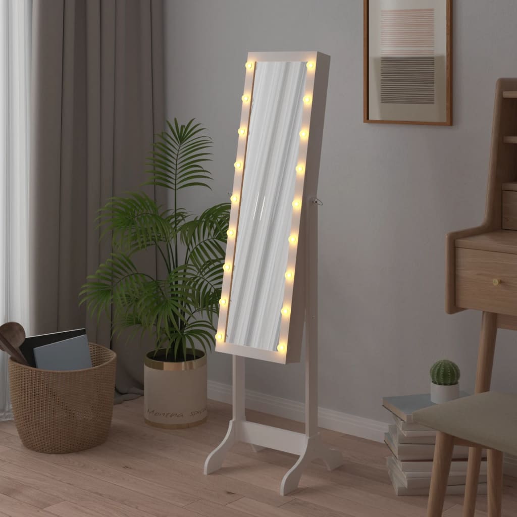 Spiegel vrijstaand met LED's 34x37x146 cm wit is nu te koop bij PeponiXL, paradijselijk wonen!
