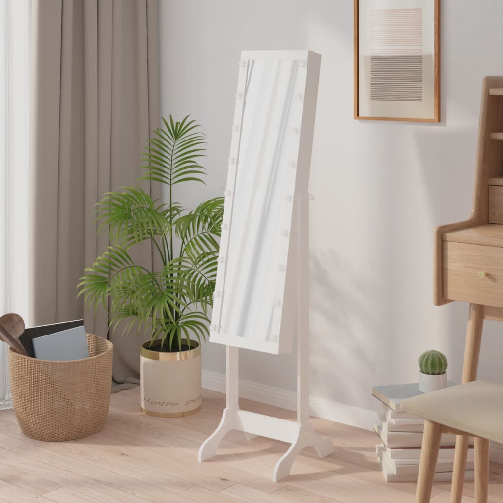 Spiegel vrijstaand met LED's 34x37x146 cm wit is nu te koop bij PeponiXL, paradijselijk wonen!