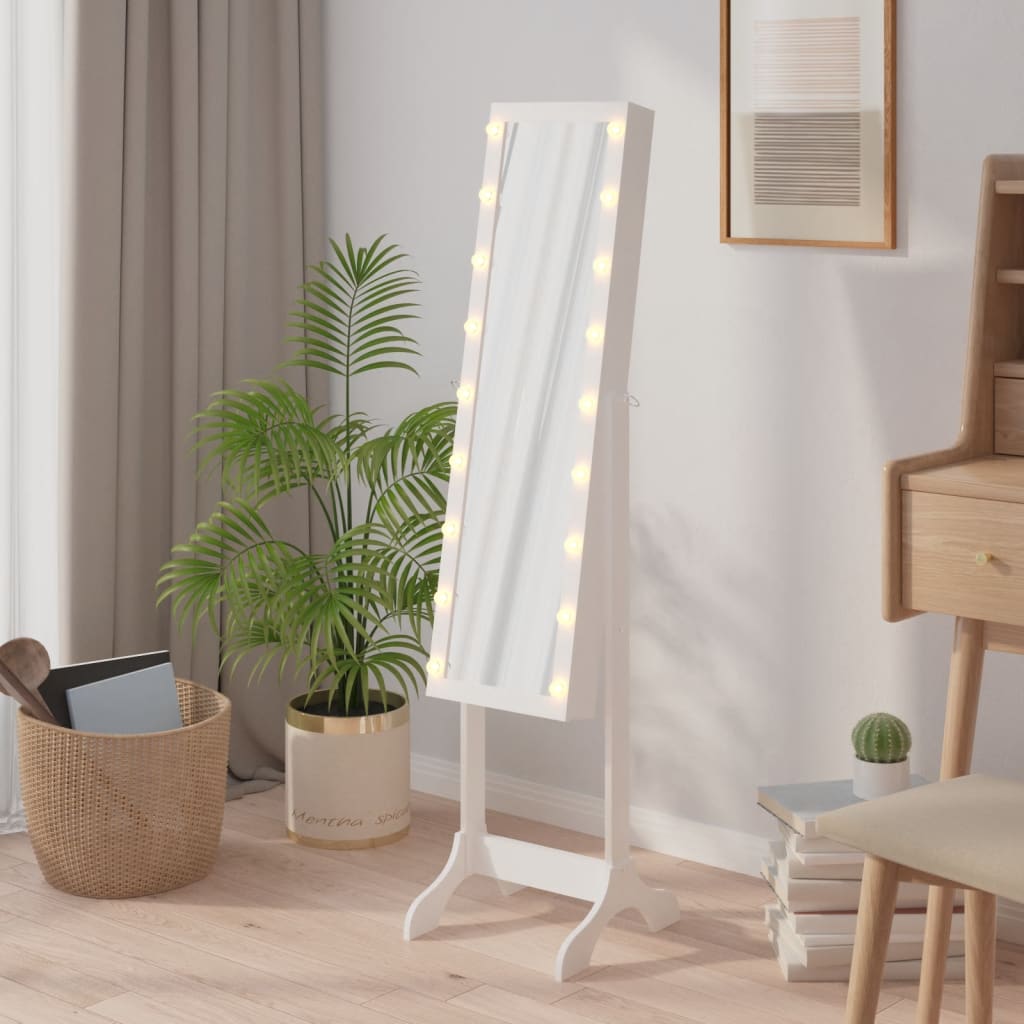 Spiegel vrijstaand met LED's 34x37x146 cm wit is nu te koop bij PeponiXL, paradijselijk wonen!