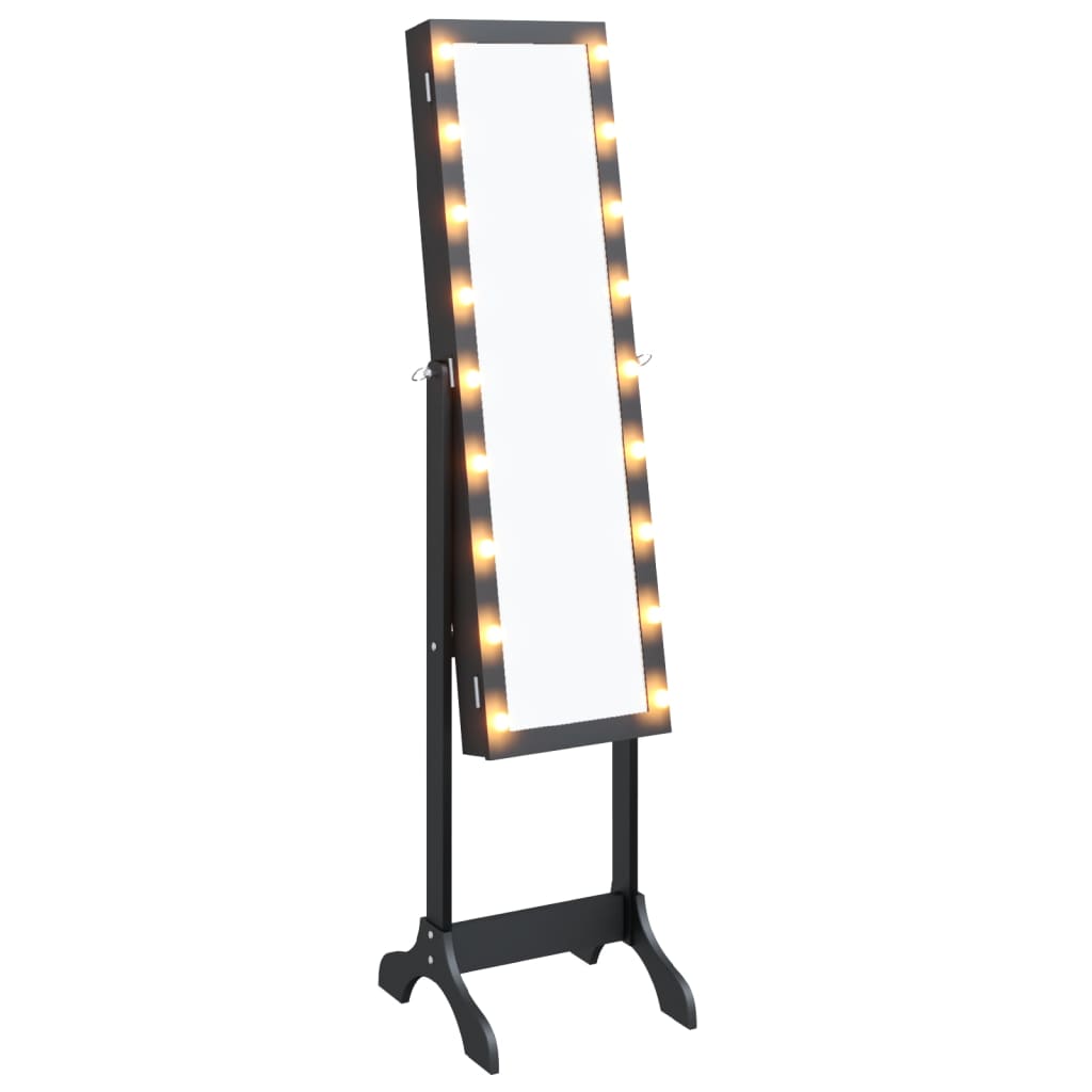 Spiegel vrijstaand met LED's 34x37x146 cm zwart is nu te koop bij PeponiXL, paradijselijk wonen!