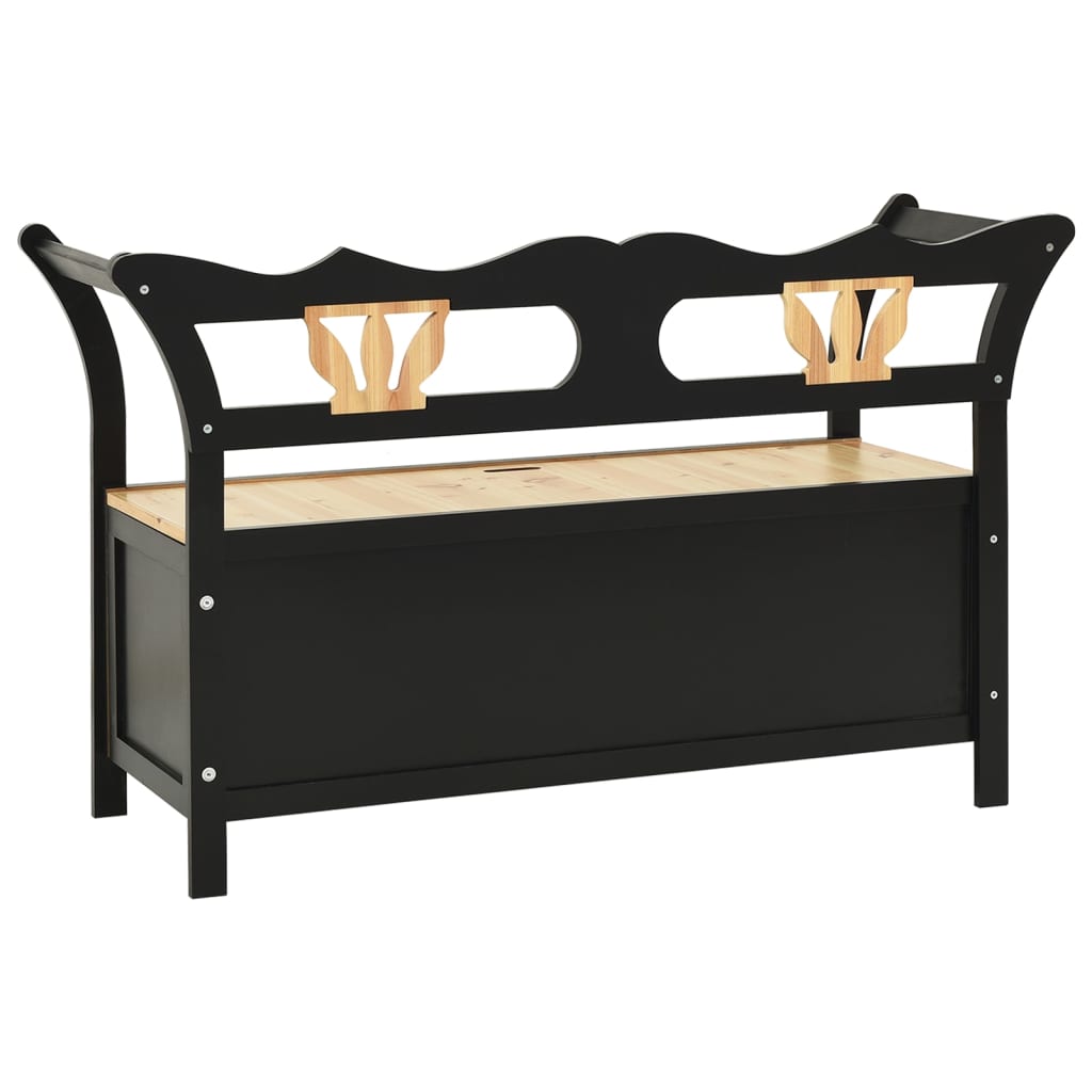 Bankje 107x45x75,5 cm massief vurenhout zwart is nu te koop bij PeponiXL, paradijselijk wonen!