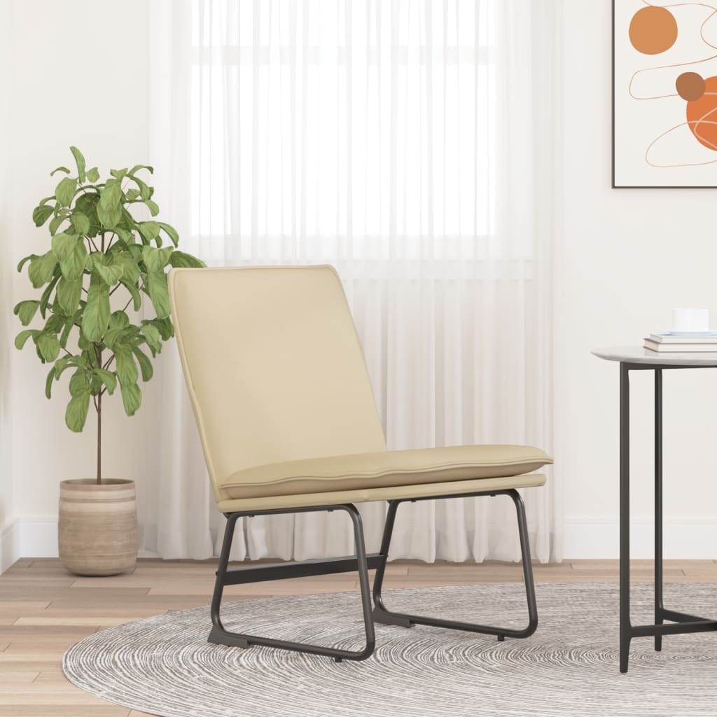 Loungestoel 52x75x76 cm stof crèmekleurig is nu te koop bij PeponiXL, paradijselijk wonen!