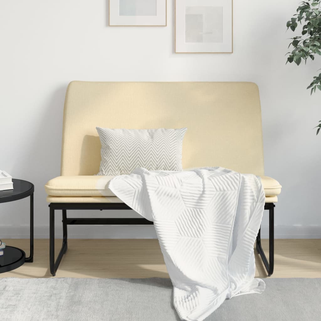 Bankje 100x75x76 cm stof crèmekleurig is nu te koop bij PeponiXL, paradijselijk wonen!