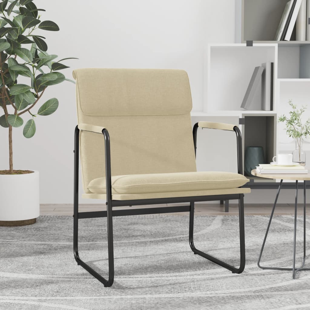 Loungestoel 55x64x80 cm stof crèmekleurig is nu te koop bij PeponiXL, paradijselijk wonen!