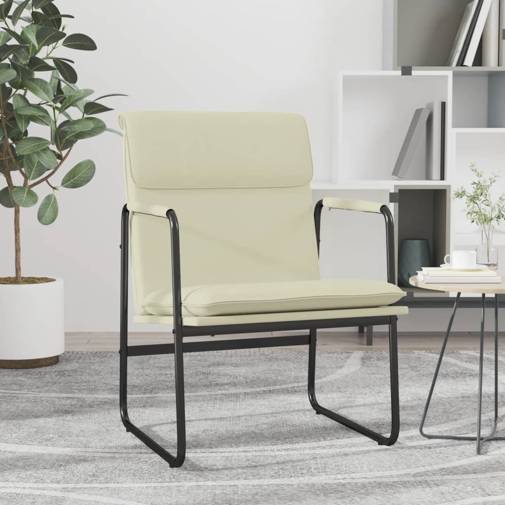 Loungestoel 55x64x80 cm kunstleer crèmekleurig is nu te koop bij PeponiXL, paradijselijk wonen!