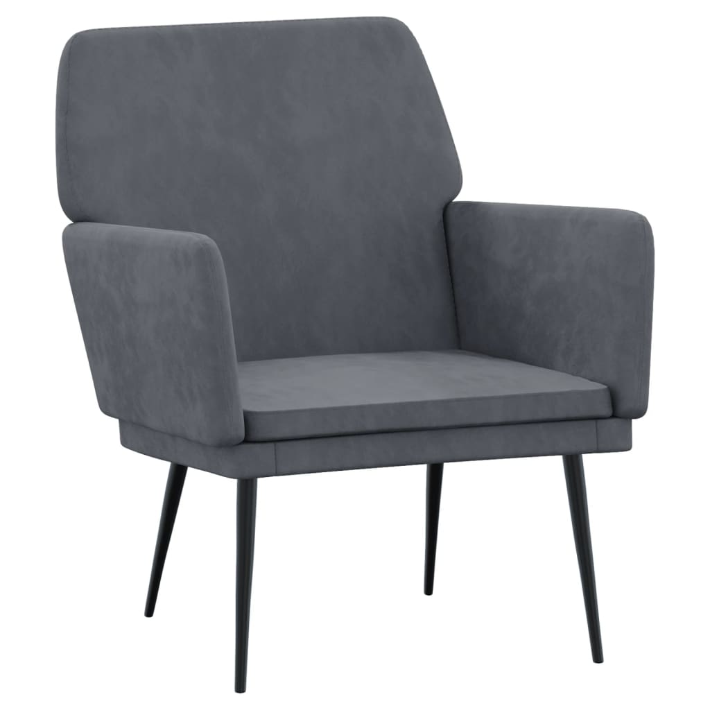 Fauteuil 62x79x79 cm fluweel donkergrijs is nu te koop bij PeponiXL, paradijselijk wonen!