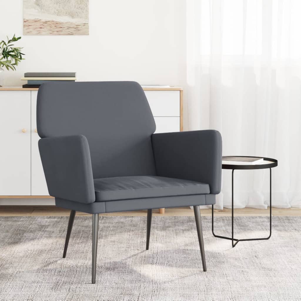 Fauteuil 62x79x79 cm fluweel donkergrijs is nu te koop bij PeponiXL, paradijselijk wonen!