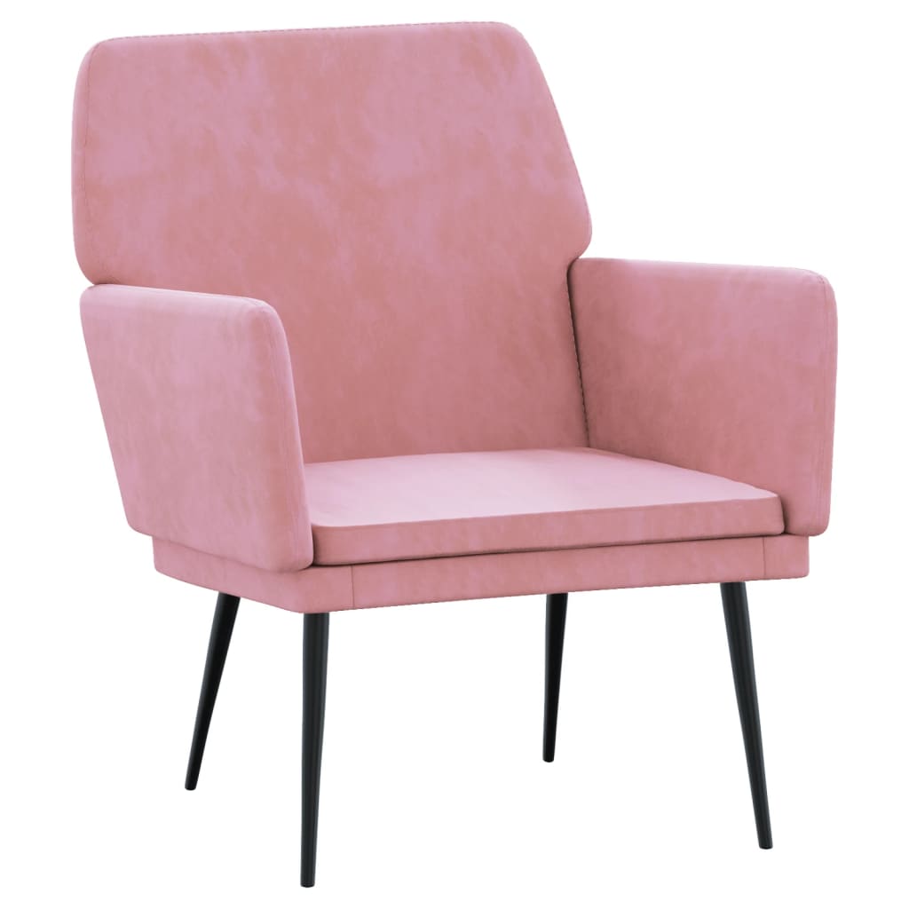 Fauteuil 62x79x79 cm fluweel roze is nu te koop bij PeponiXL, paradijselijk wonen!