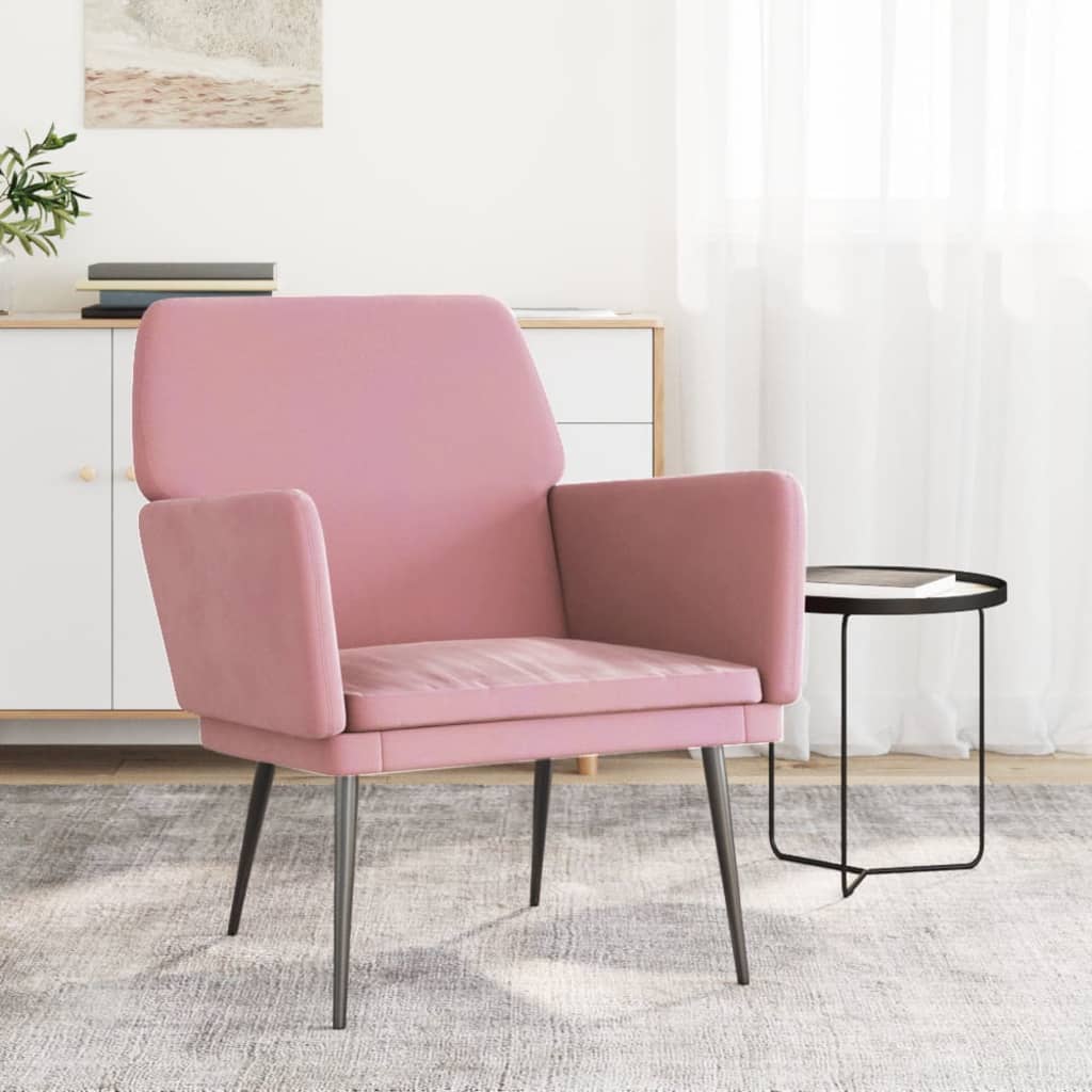 Fauteuil 62x79x79 cm fluweel roze is nu te koop bij PeponiXL, paradijselijk wonen!
