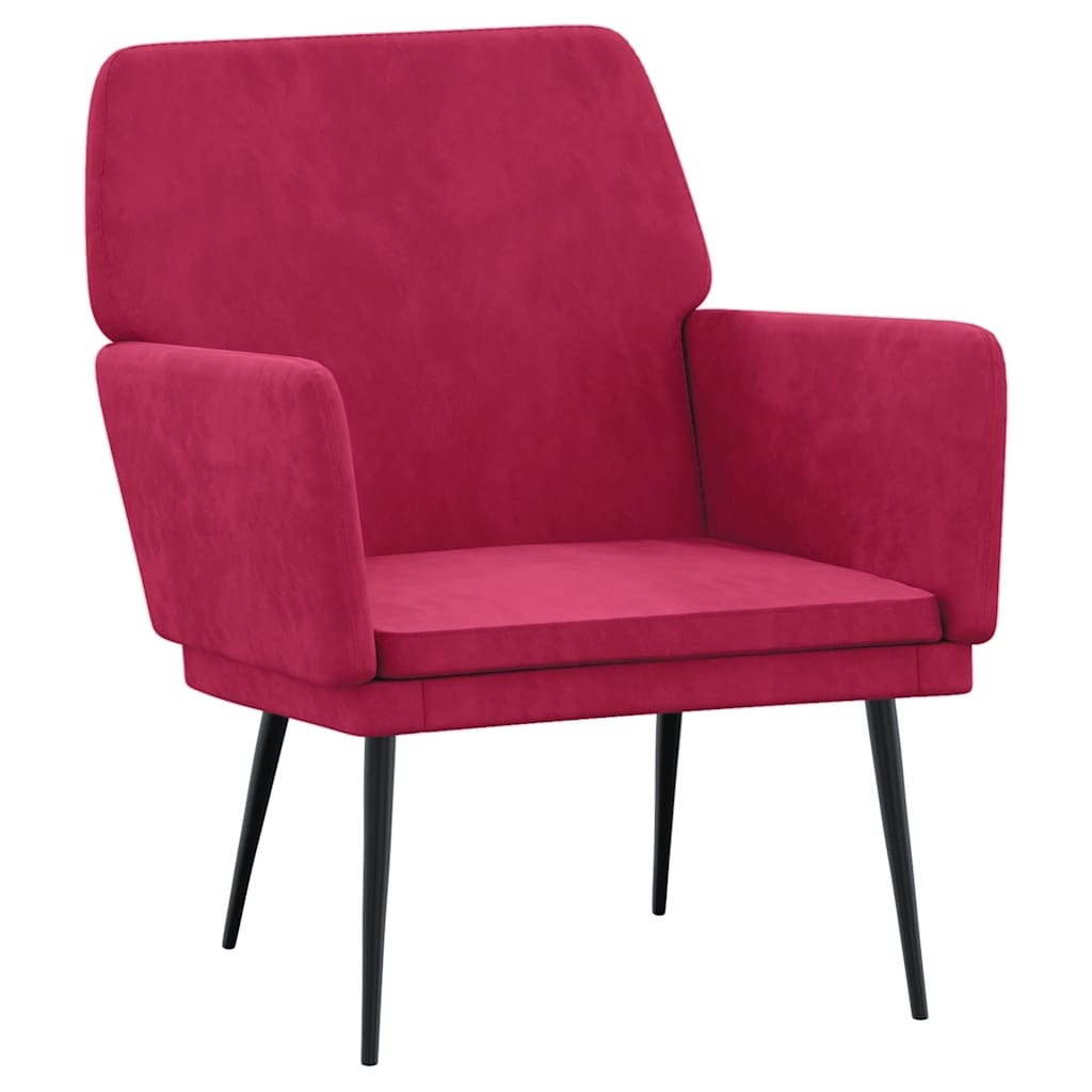 Fauteuil 62x79x79 cm fluweel wijnrood is nu te koop bij PeponiXL, paradijselijk wonen!