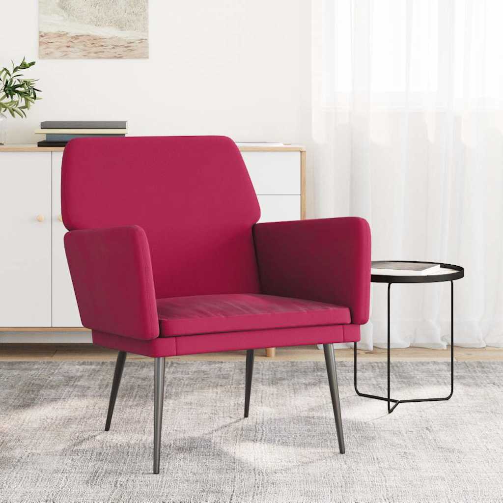 Fauteuil 62x79x79 cm fluweel wijnrood is nu te koop bij PeponiXL, paradijselijk wonen!