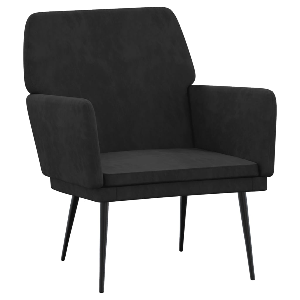 Fauteuil 62x79x79 cm fluweel zwart is nu te koop bij PeponiXL, paradijselijk wonen!