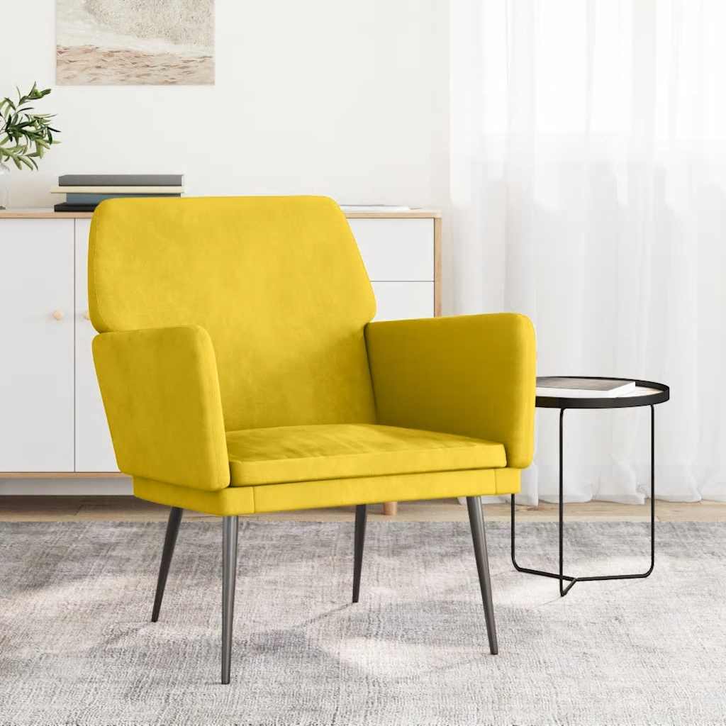 Fauteuil 62x79x79 cm fluweel geel is nu te koop bij PeponiXL, paradijselijk wonen!
