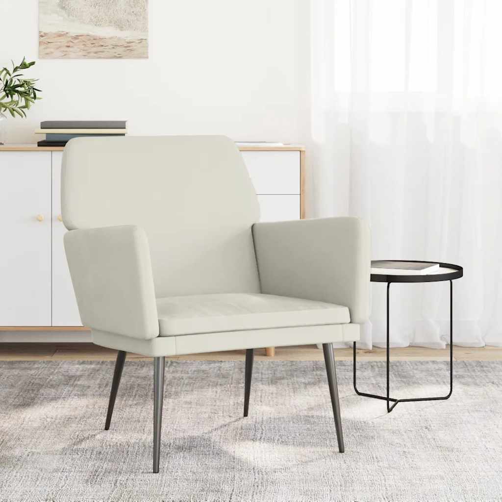 Fauteuil 62x79x79 cm fluweel crèmekleurig is nu te koop bij PeponiXL, paradijselijk wonen!