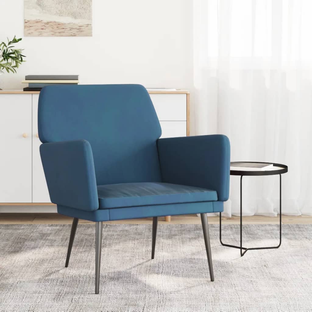 Fauteuil 62x79x79 cm fluweel blauw is nu te koop bij PeponiXL, paradijselijk wonen!