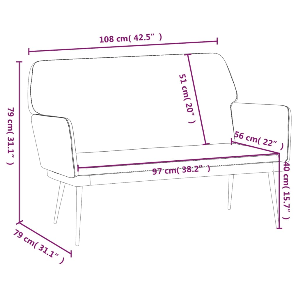 Bankje 108x79x79 cm fluweel roze is nu te koop bij PeponiXL, paradijselijk wonen!