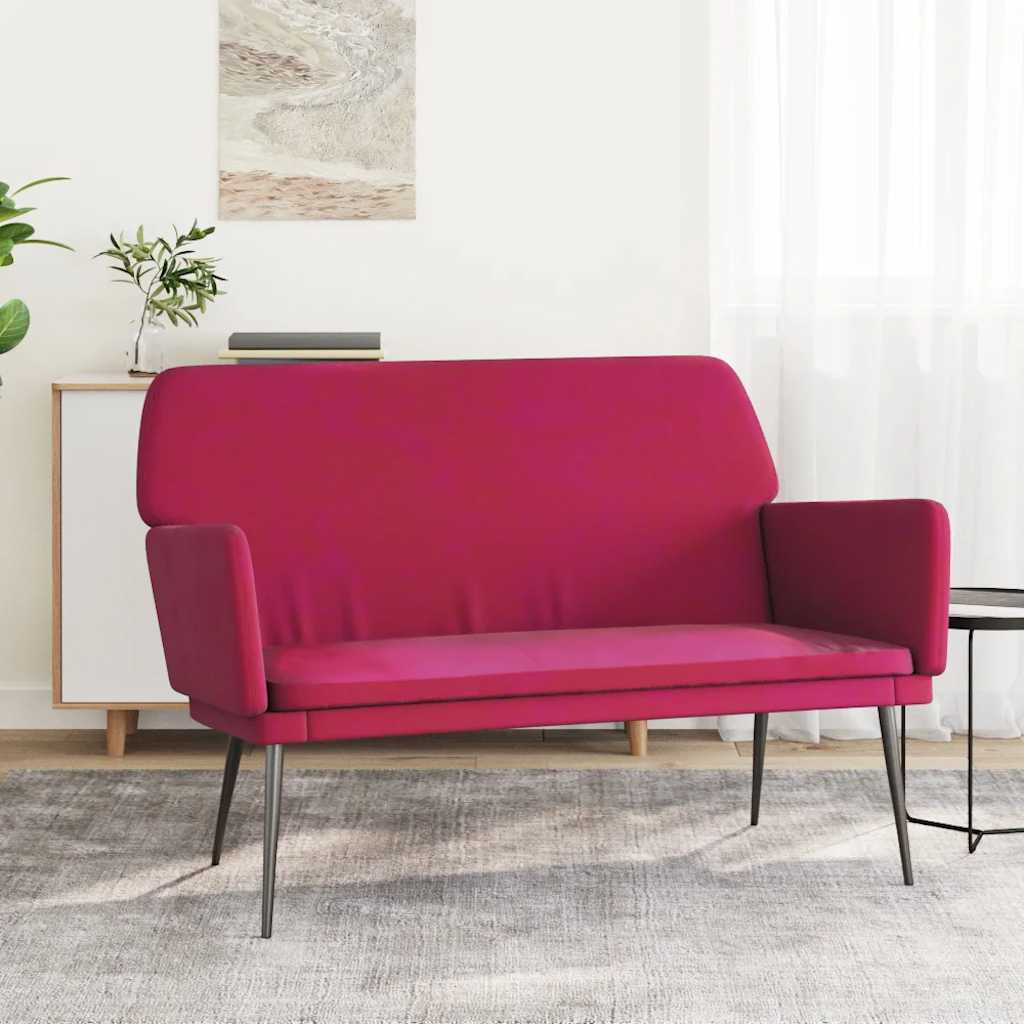 Bankje 108x79x79 cm fluweel wijnrood is nu te koop bij PeponiXL, paradijselijk wonen!