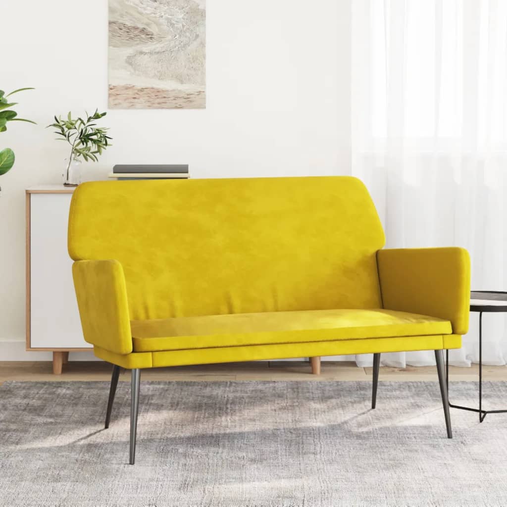 Bankje 108x79x79 cm fluweel geel is nu te koop bij PeponiXL, paradijselijk wonen!