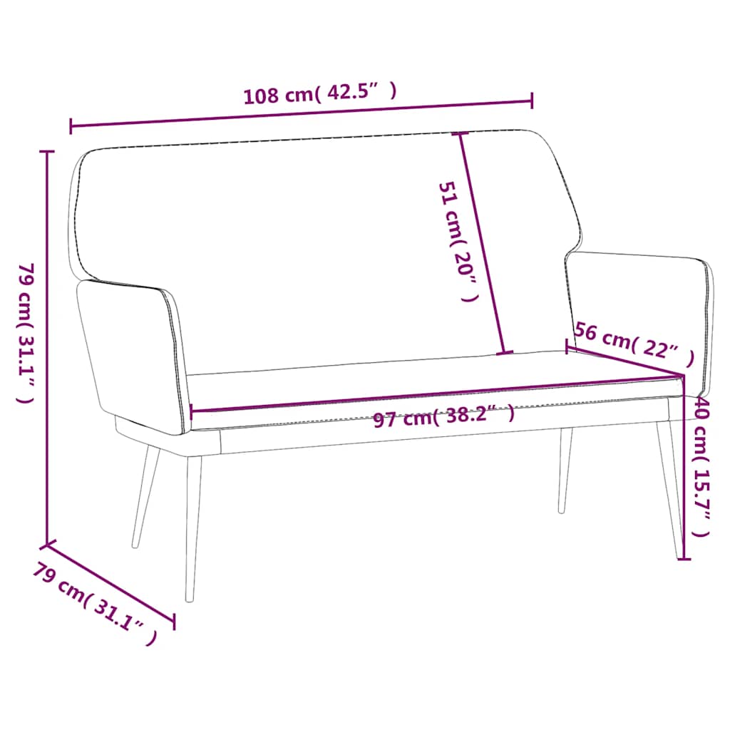 Bankje 108x79x79 cm fluweel crèmekleurig is nu te koop bij PeponiXL, paradijselijk wonen!