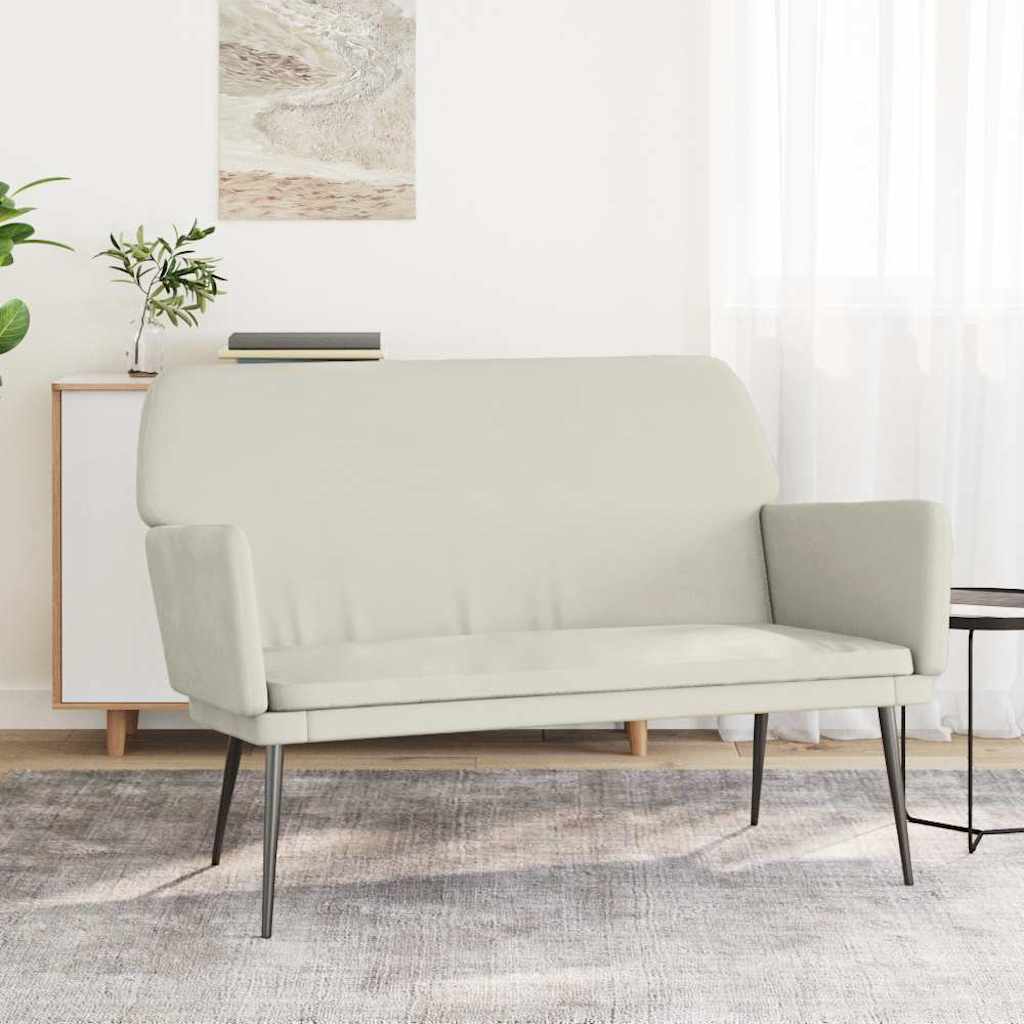 Bankje 108x79x79 cm fluweel crèmekleurig is nu te koop bij PeponiXL, paradijselijk wonen!