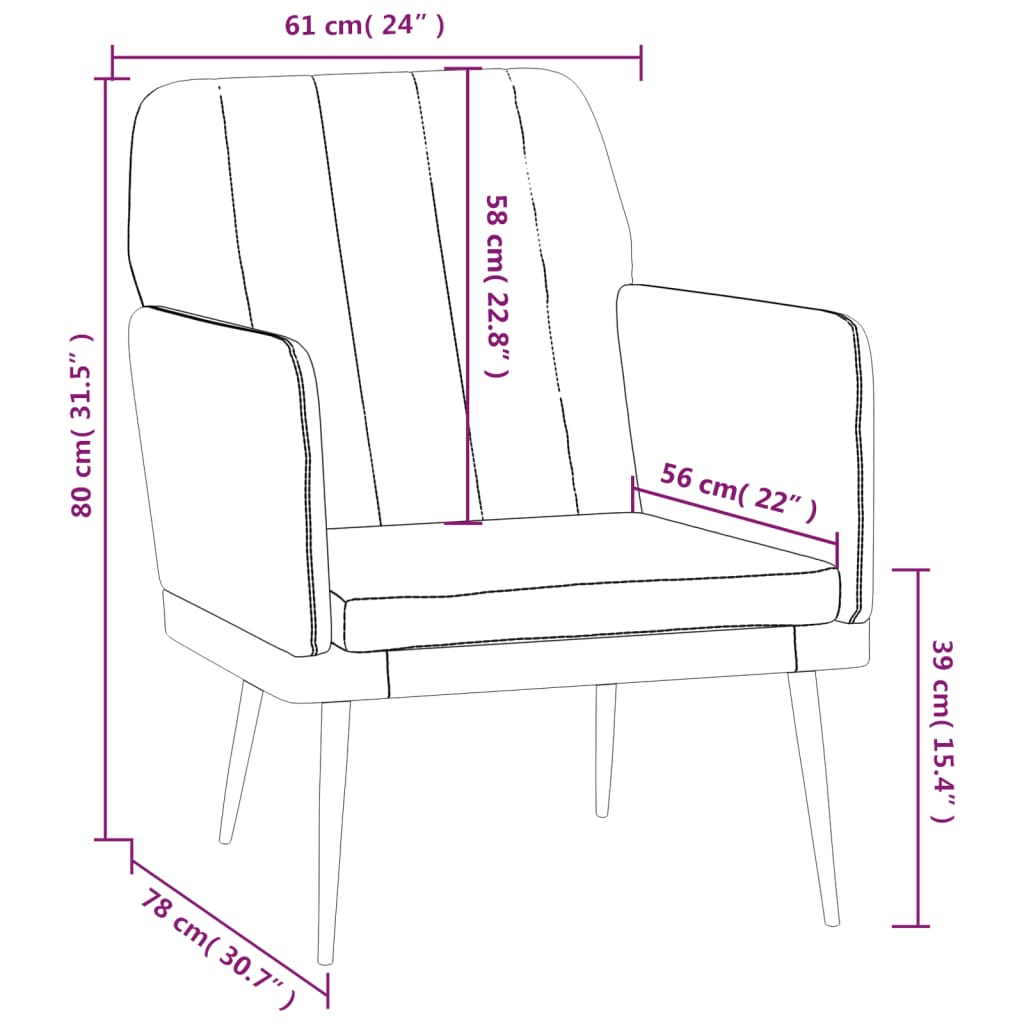 Fauteuil 61x78x80 cm kunstleer zwart is nu te koop bij PeponiXL, paradijselijk wonen!