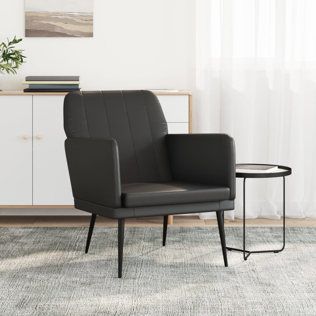 Fauteuil 61x78x80 cm kunstleer zwart is nu te koop bij PeponiXL, paradijselijk wonen!