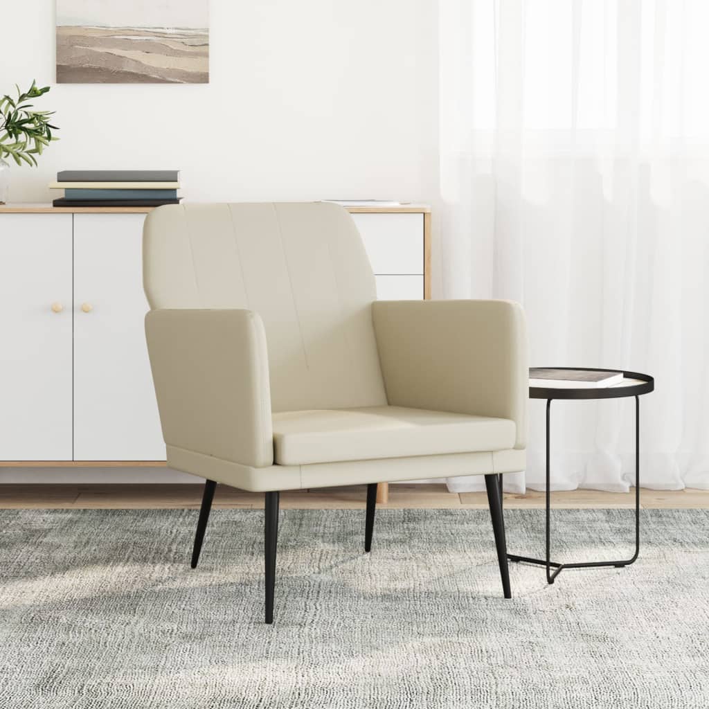 Fauteuil 61x78x80 cm kunstleer crèmekleurig is nu te koop bij PeponiXL, paradijselijk wonen!