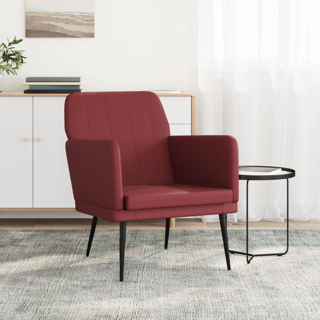 Fauteuil 61x78x80 cm kunstleer wijnrood is nu te koop bij PeponiXL, paradijselijk wonen!