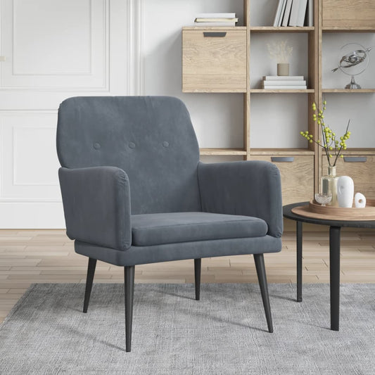 Fauteuil 62x79x79 cm fluweel donkergrijs is nu te koop bij PeponiXL, paradijselijk wonen!