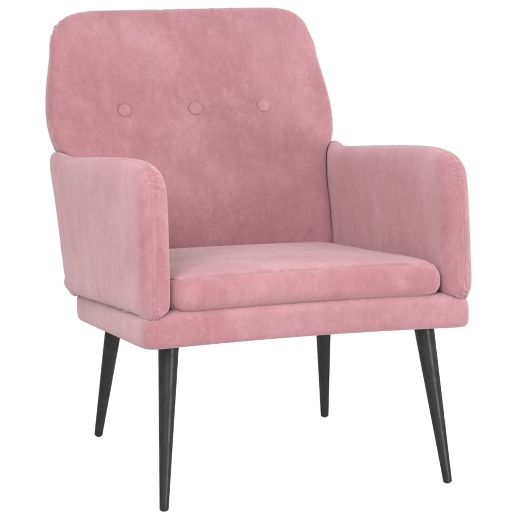 Fauteuil 62x79x79 cm fluweel roze is nu te koop bij PeponiXL, paradijselijk wonen!