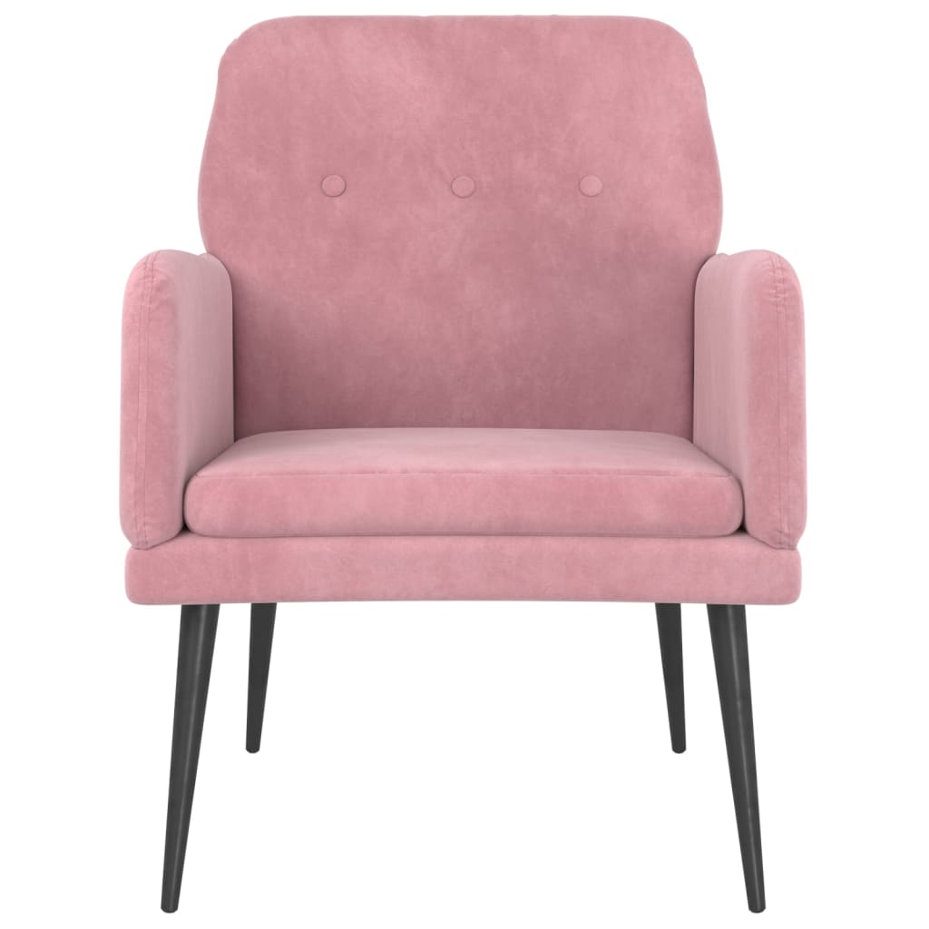 Fauteuil 62x79x79 cm fluweel roze is nu te koop bij PeponiXL, paradijselijk wonen!