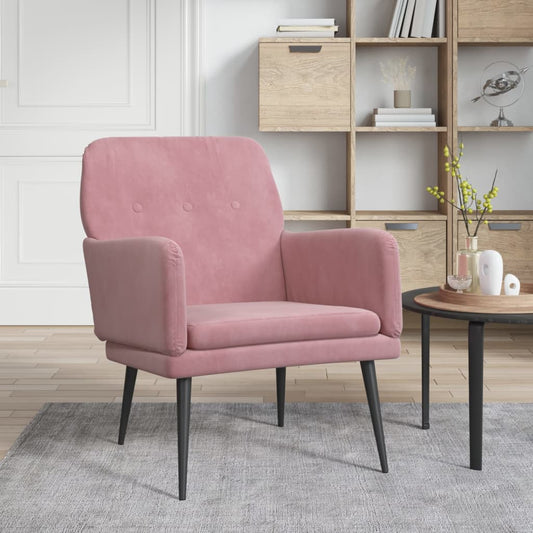 Fauteuil 62x79x79 cm fluweel roze is nu te koop bij PeponiXL, paradijselijk wonen!