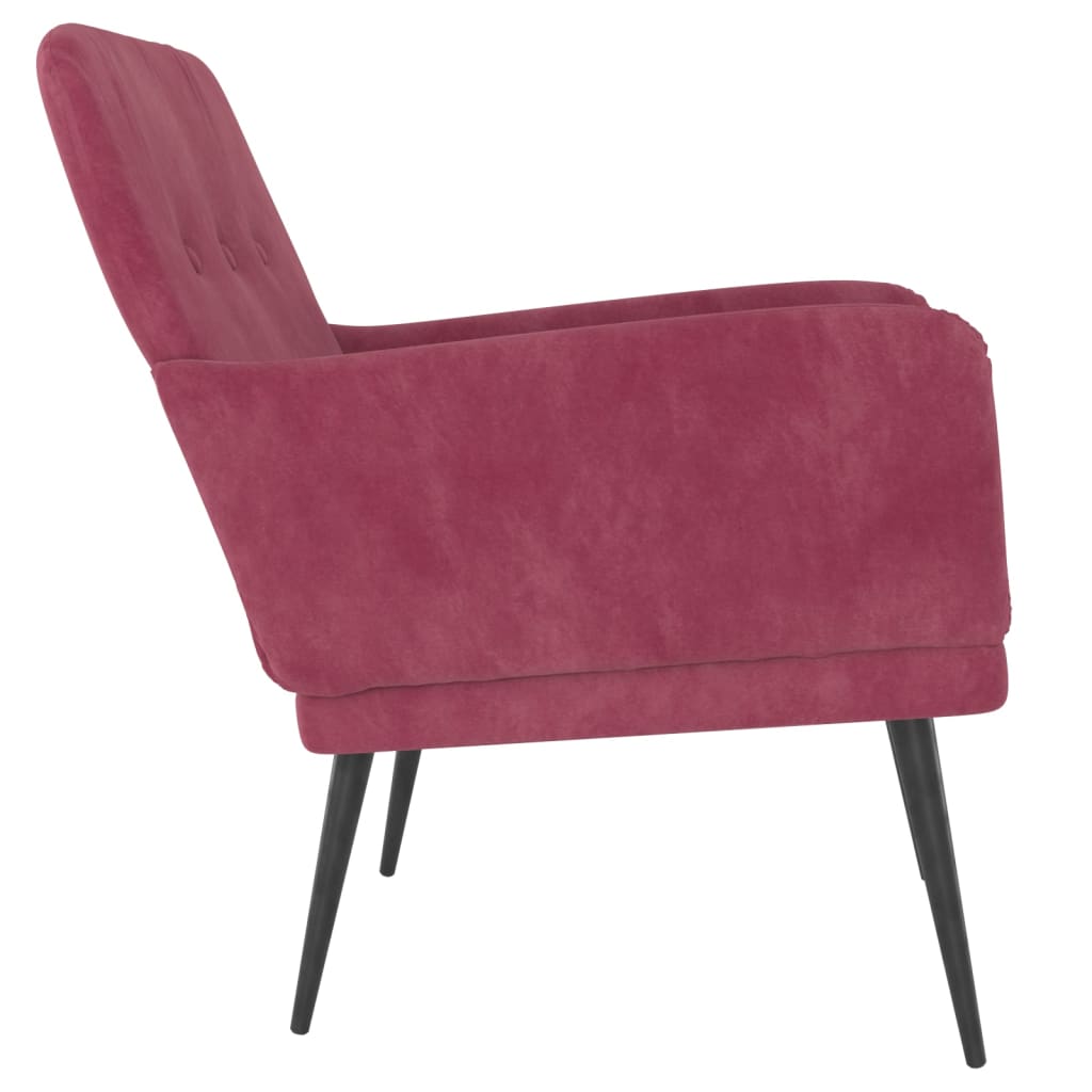 Fauteuil 62x79x79 cm fluweel wijnrood is nu te koop bij PeponiXL, paradijselijk wonen!