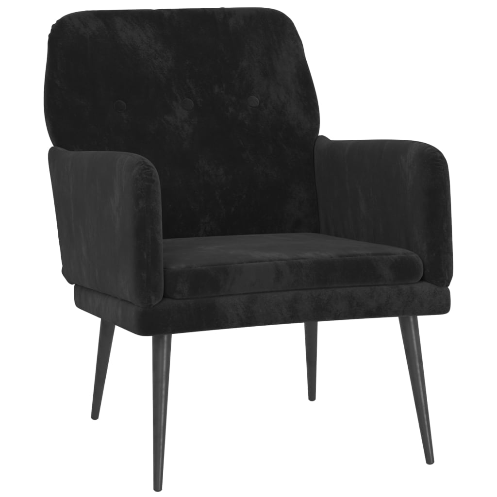 Fauteuil 62x79x79 cm fluweel zwart is nu te koop bij PeponiXL, paradijselijk wonen!