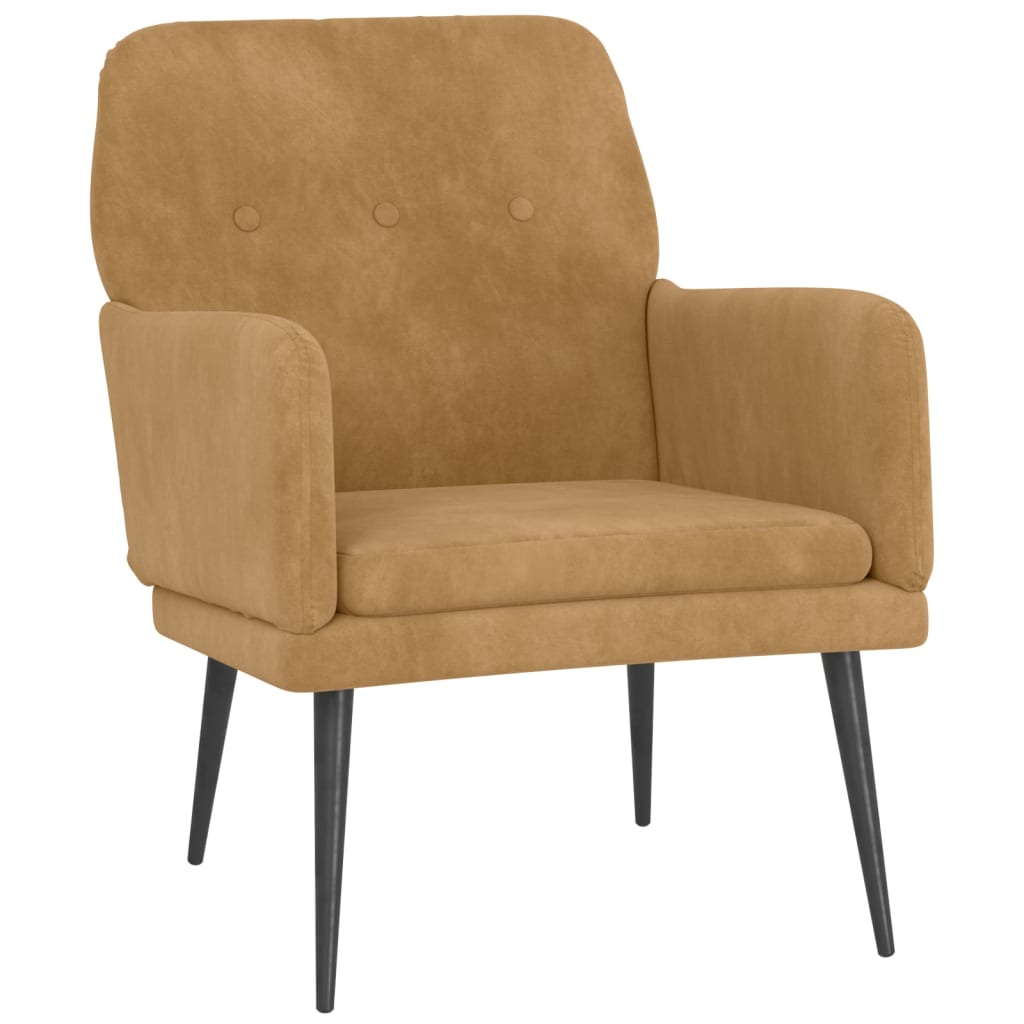 Fauteuil 62x79x79 cm fluweel bruin is nu te koop bij PeponiXL, paradijselijk wonen!