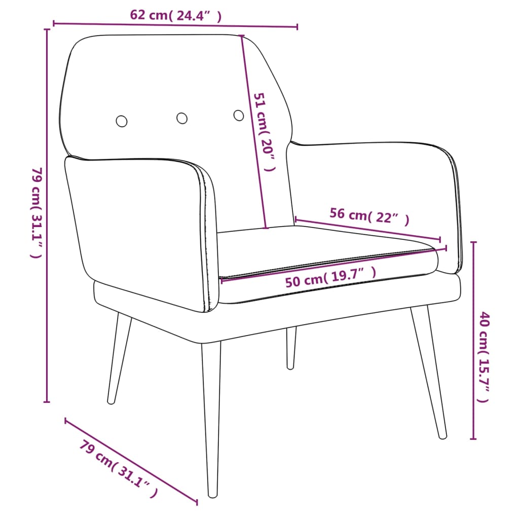 Fauteuil 62x79x79 cm fluweel bruin is nu te koop bij PeponiXL, paradijselijk wonen!