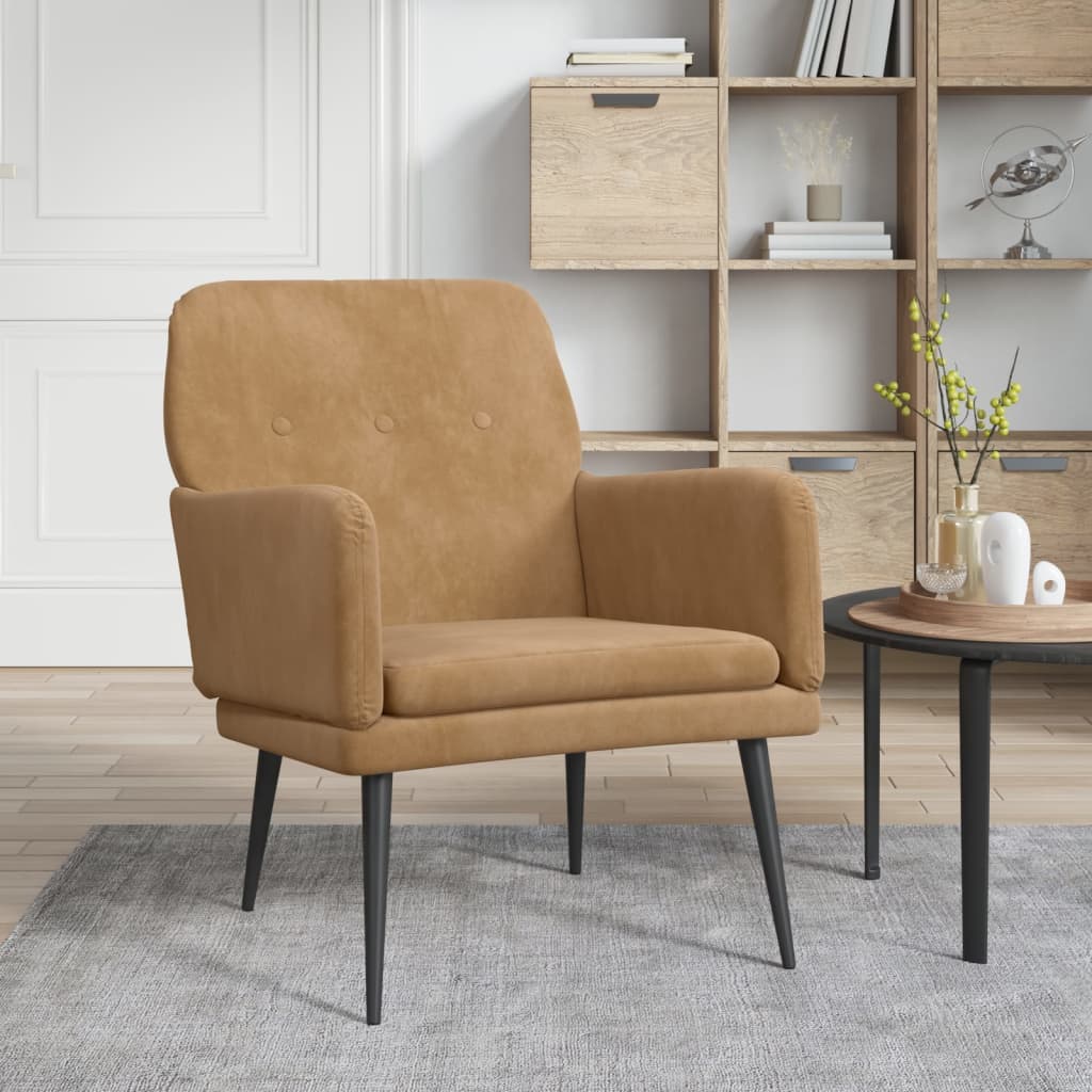 Fauteuil 62x79x79 cm fluweel bruin is nu te koop bij PeponiXL, paradijselijk wonen!