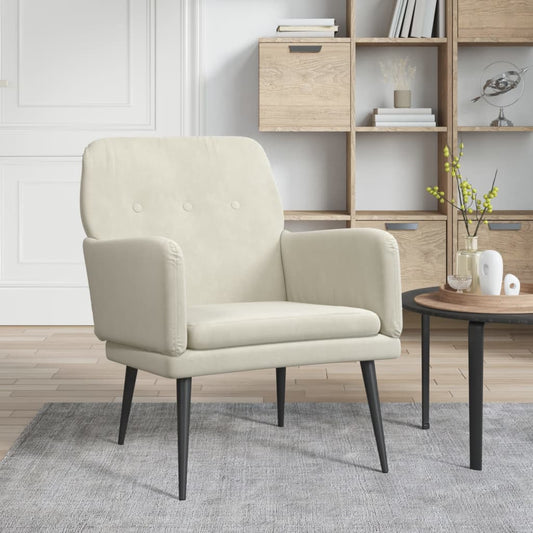 Fauteuil 62x79x79 cm fluweel crèmekleurig is nu te koop bij PeponiXL, paradijselijk wonen!