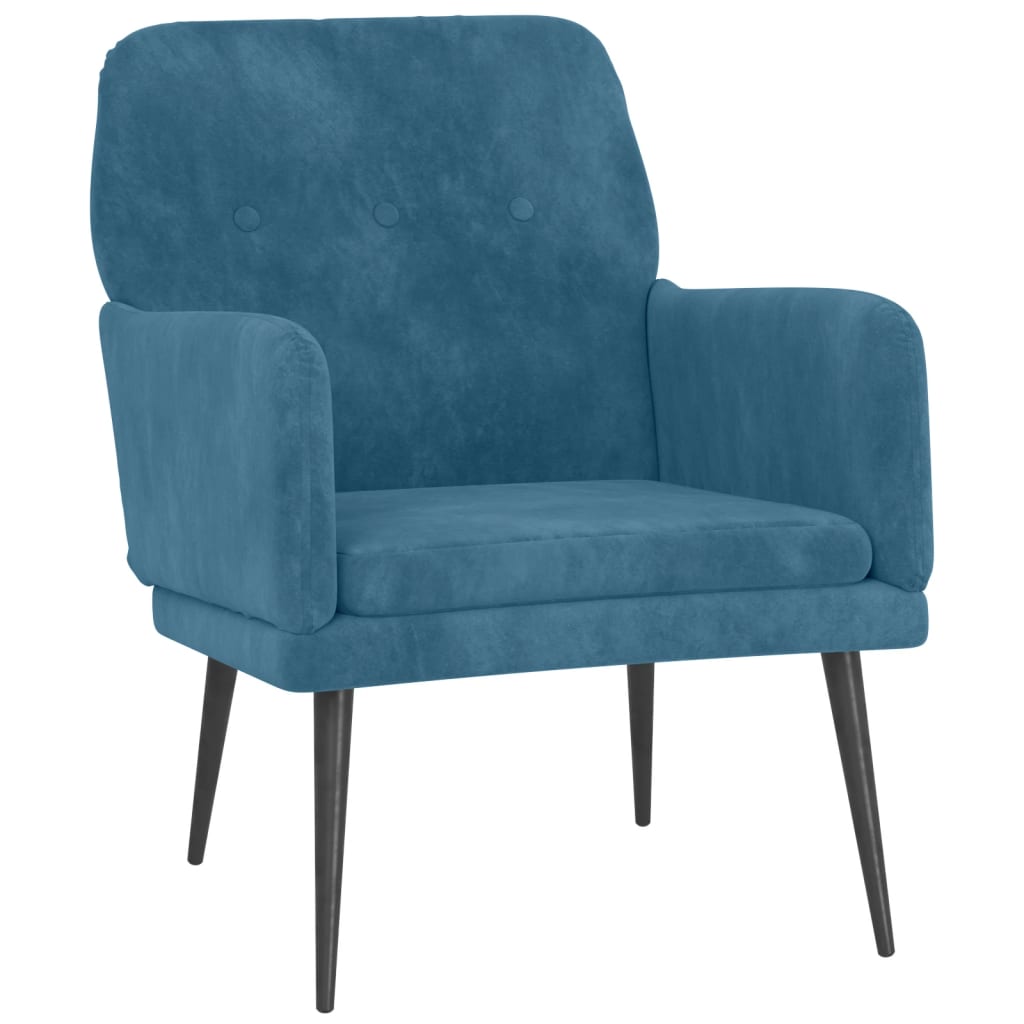 Fauteuil 62x79x79 cm fluweel blauw is nu te koop bij PeponiXL, paradijselijk wonen!