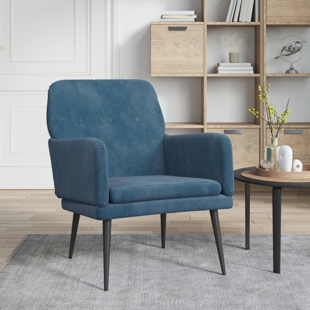 Fauteuil 62x79x79 cm fluweel blauw is nu te koop bij PeponiXL, paradijselijk wonen!