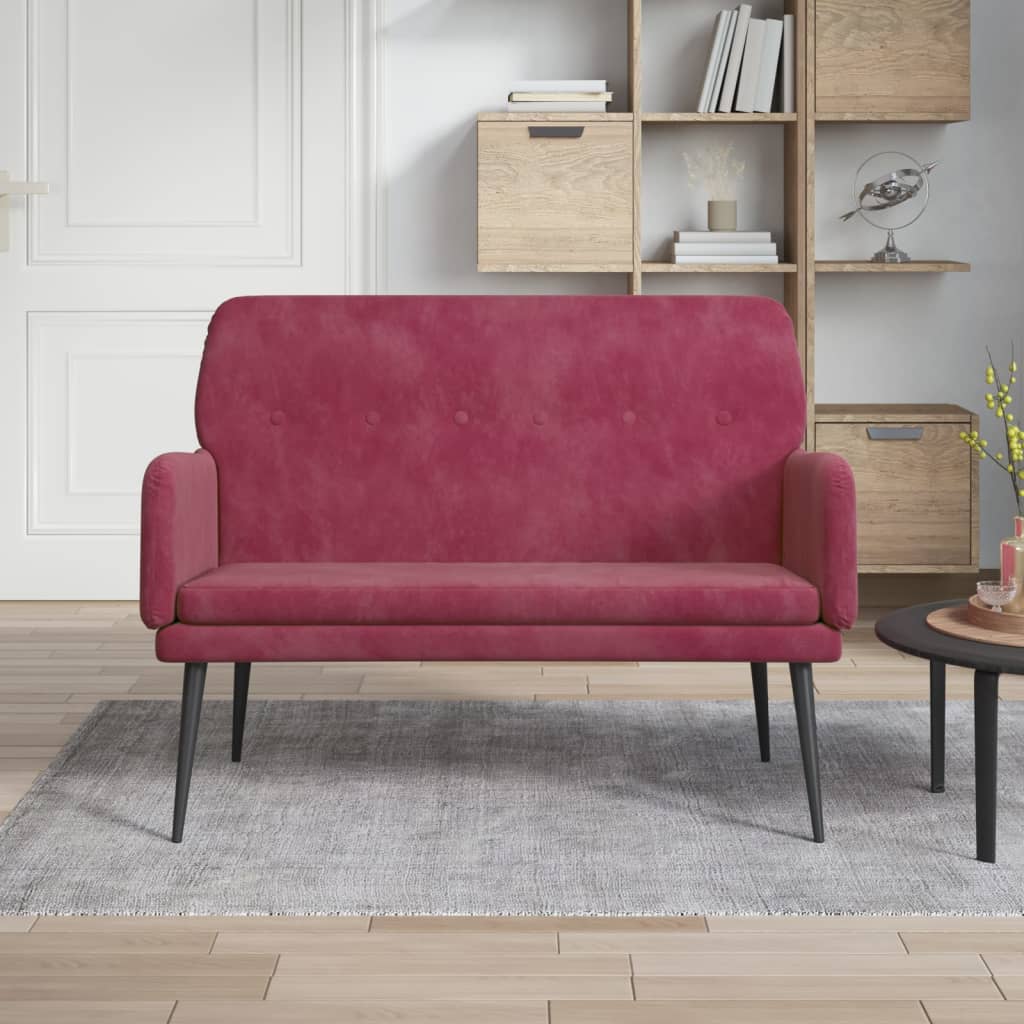 Bankje 108x79x79 cm fluweel wijnrood is nu te koop bij PeponiXL, paradijselijk wonen!