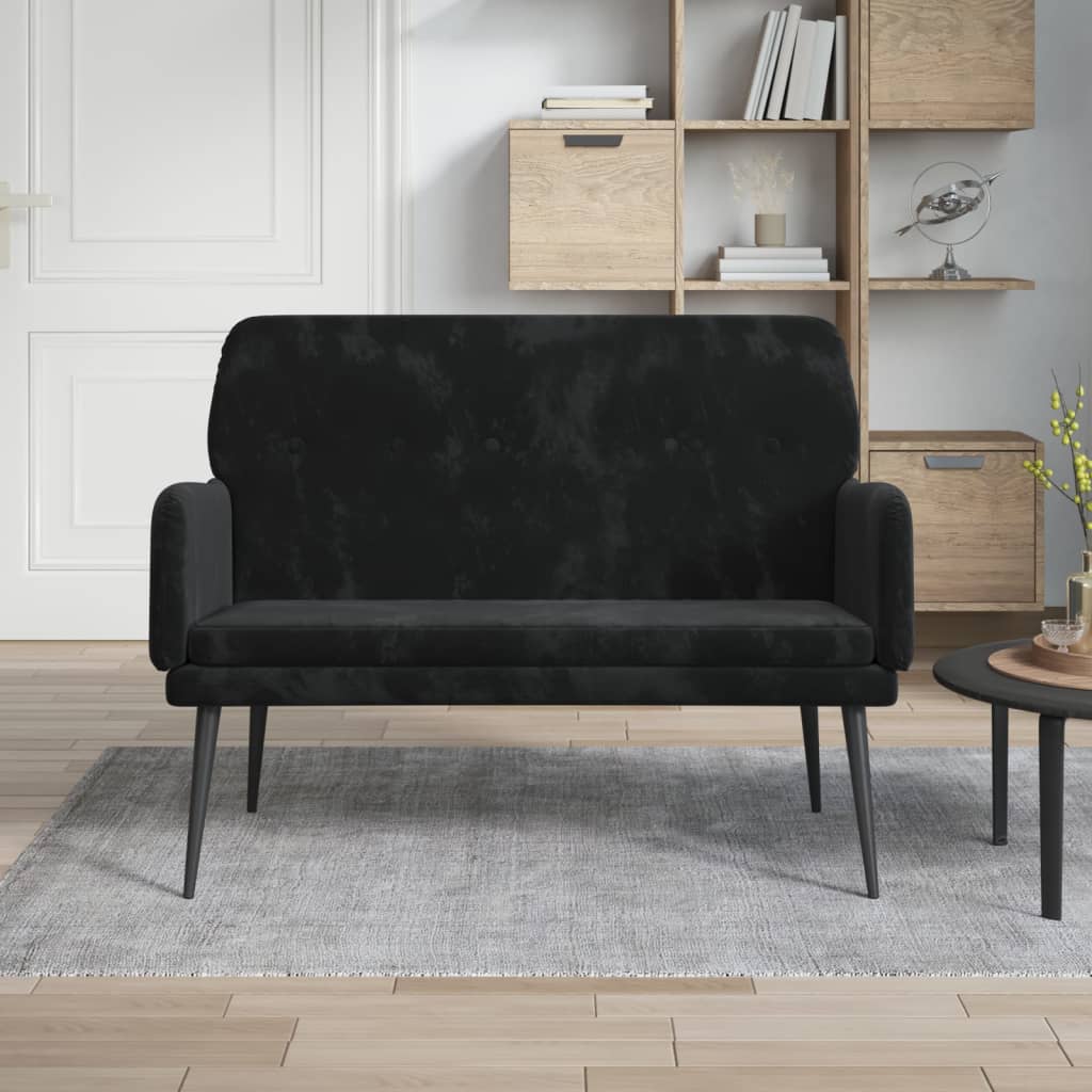 Bankje 108x79x79 cm fluweel zwart is nu te koop bij PeponiXL, paradijselijk wonen!