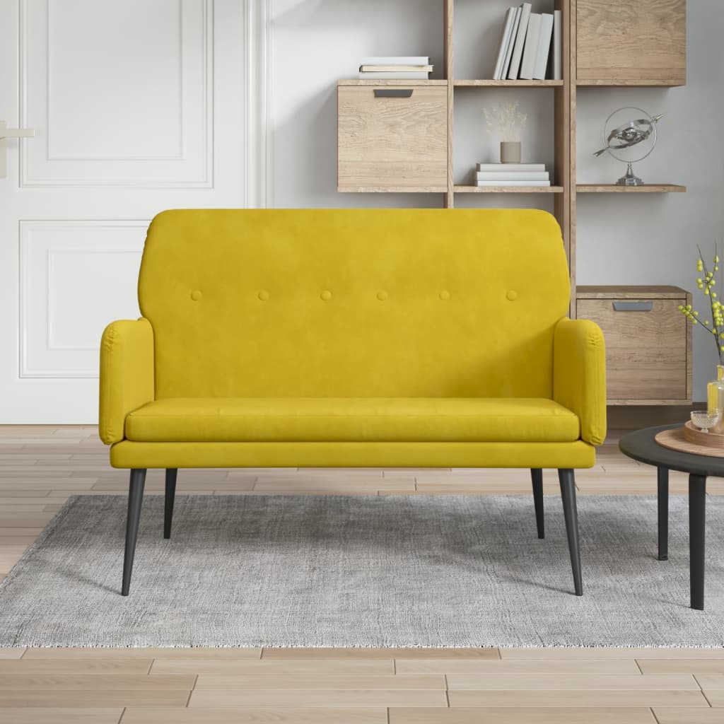 Bankje 108x79x79 cm fluweel geel is nu te koop bij PeponiXL, paradijselijk wonen!