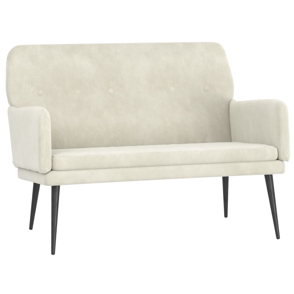 Bankje 108x79x79 cm fluweel crèmekleurig is nu te koop bij PeponiXL, paradijselijk wonen!